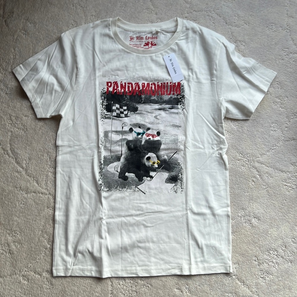 NWT 🐼 Pandamoniupa Golf Off White T-shirt, For Him London Brand